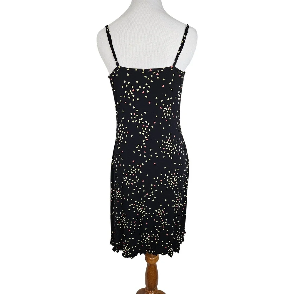 Bebe vintage 90s‎ y2k printed patterned cowl neck dress curled hemline black, M - Picture 2 of 5